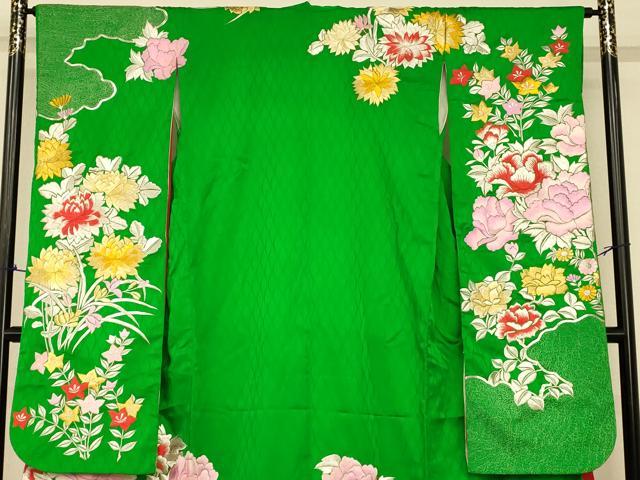 平和屋本店●お引きずり・お引き摺り・引き振袖　和装　結婚式　舞妓　芸妓　芸者　衣装　駒刺繍　草花雲取り文　金銀糸　逸品　AABJ2766fw
