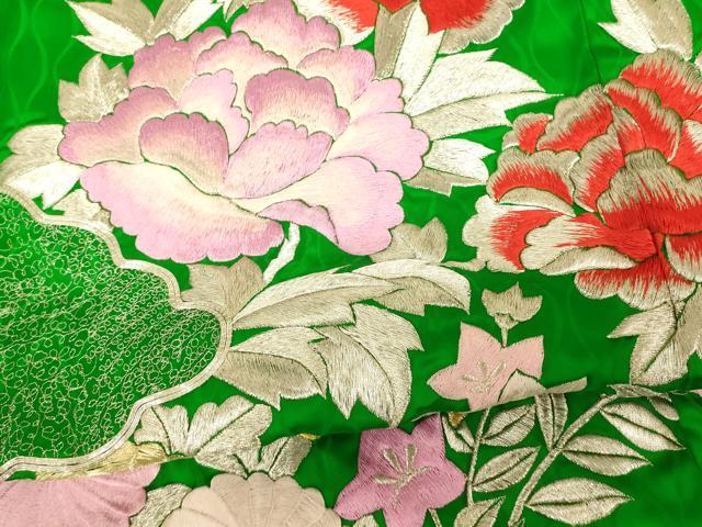平和屋本店●お引きずり・お引き摺り・引き振袖　和装　結婚式　舞妓　芸妓　芸者　衣装　駒刺繍　草花雲取り文　金銀糸　逸品　AABJ2766fw