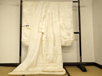 平和屋本店●白打掛　白無垢・袋帯セット　和装　婚礼　結婚式　花嫁　神社挙式　唐織　扇子草花文　梅　逸品　AABJ2768fw