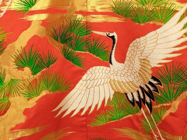 平和屋本店●色打掛　和装　婚礼　結婚式　花嫁　神社挙式　唐織　飛鶴枝松文　金銀糸　逸品　AABJ2769fw
