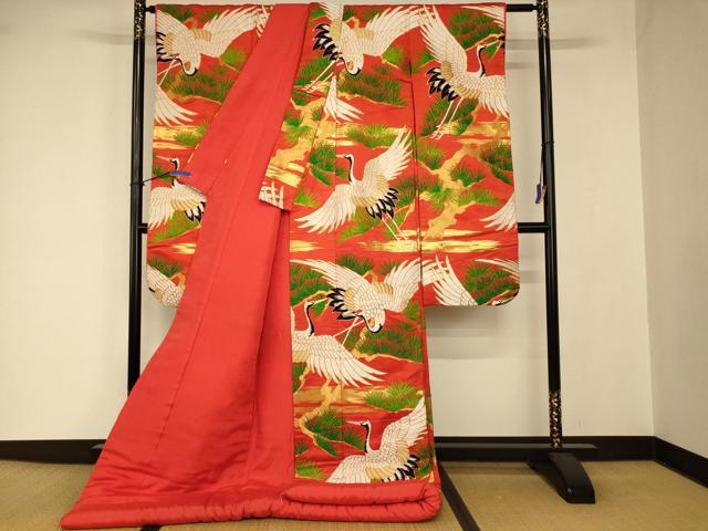 平和屋本店●色打掛　和装　婚礼　結婚式　花嫁　神社挙式　唐織　飛鶴枝松文　金銀糸　逸品　AABJ2769fw