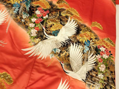 平和屋本店●色打掛　和装　婚礼　結婚式　花嫁　神社挙式　駒刺繍　飛鶴枝垂れ花松文　暈し染め　金銀糸　金銀彩　逸品　AABJ2771fw