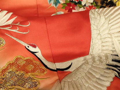 平和屋本店●色打掛　和装　婚礼　結婚式　花嫁　神社挙式　駒刺繍　飛鶴枝垂れ花松文　暈し染め　金銀糸　金銀彩　逸品　AABJ2771fw