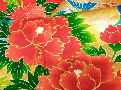 平和屋本店●お引きずり・お引き摺り・引き振袖　和装　結婚式　舞妓　芸妓　芸者　衣装　駒刺繍　立波草花文　金銀彩　逸品　AABJ2772fw