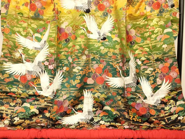 平和屋本店●色打掛　和装　婚礼　結婚式　花嫁　神社挙式　唐織　飛鶴吉祥草花文　暈し染め　金銀糸　逸品　AABJ2773fw