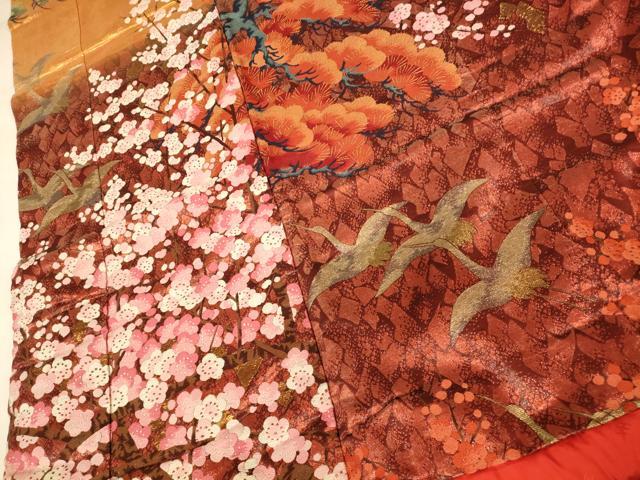 平和屋本店●色打掛　和装　婚礼　結婚式　花嫁　神社挙式　唐織　飛鶴枝梅松文　金糸　逸品　AABJ2778fw