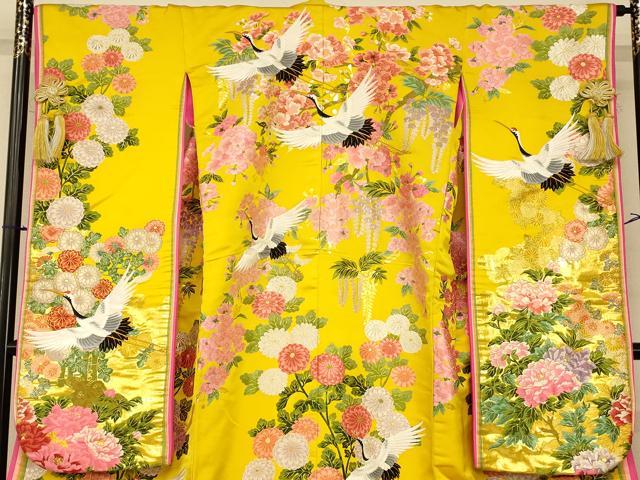 平和屋本店●色打掛　和装　婚礼　結婚式　花嫁　神社挙式　唐織　飛鶴草花文　金糸　逸品　AABJ2780fw