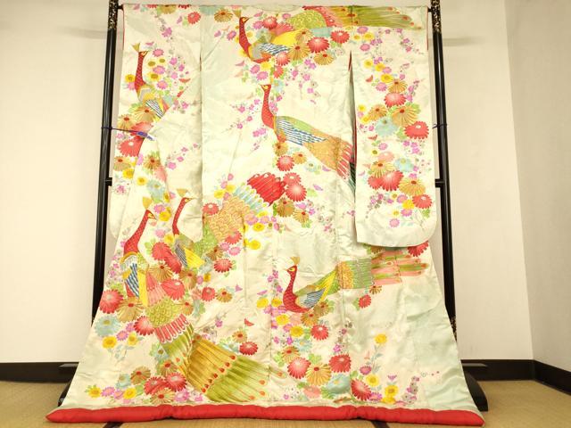 平和屋本店●色打掛　和装　婚礼　結婚式　花嫁　神社挙式　唐織　孔雀枝花文　暈し染め　金銀糸　逸品　AABJ2783fw