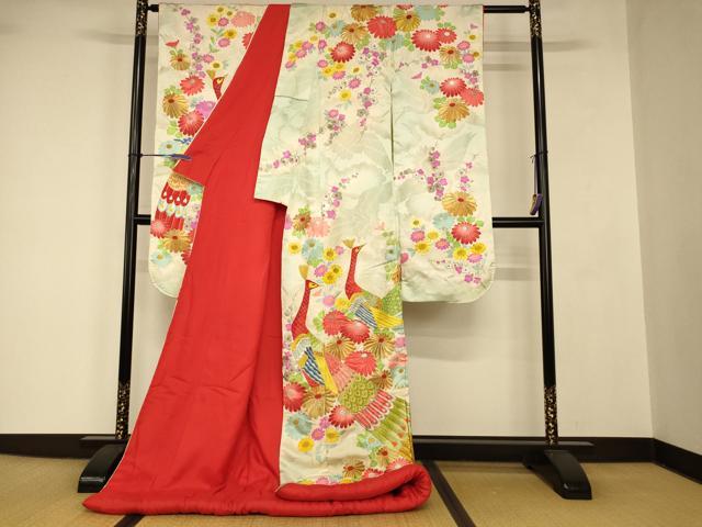 平和屋本店●色打掛　和装　婚礼　結婚式　花嫁　神社挙式　唐織　孔雀枝花文　暈し染め　金銀糸　逸品　AABJ2783fw
