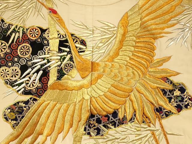 平和屋本店●色打掛　和装　婚礼　結婚式　花嫁　神社挙式　駒刺繍　飛鶴吉祥笹竹文　金銀糸　逸品　AABJ2789fw