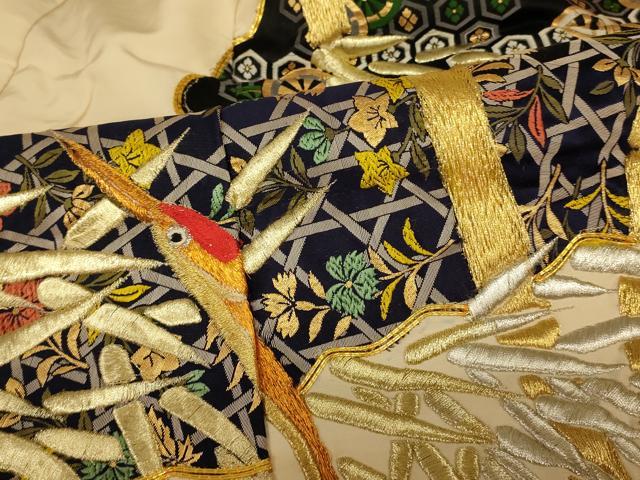 平和屋本店●色打掛　和装　婚礼　結婚式　花嫁　神社挙式　駒刺繍　飛鶴吉祥笹竹文　金銀糸　逸品　AABJ2789fw