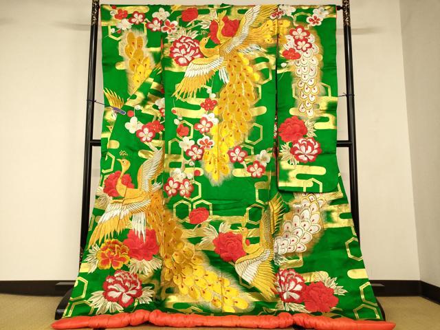 平和屋本店●色打掛　和装　婚礼　結婚式　花嫁　神社挙式　駒刺繍　孔雀枝梅文　金銀糸　逸品　AABJ2790fw