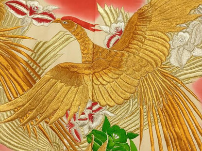 平和屋本店●色打掛　和装　婚礼　結婚式　花嫁　神社挙式　駒刺繍　鳳凰草花文　暈し染め　金銀糸　逸品　AABJ2791fw