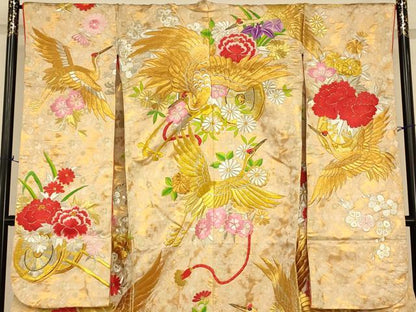 平和屋本店●色打掛　和装　婚礼　結婚式　花嫁　神社挙式　総刺繍　飛鶴枝花文　金銀糸　逸品　AABJ2793fw