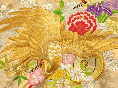 平和屋本店●色打掛　和装　婚礼　結婚式　花嫁　神社挙式　総刺繍　飛鶴枝花文　金銀糸　逸品　AABJ2793fw