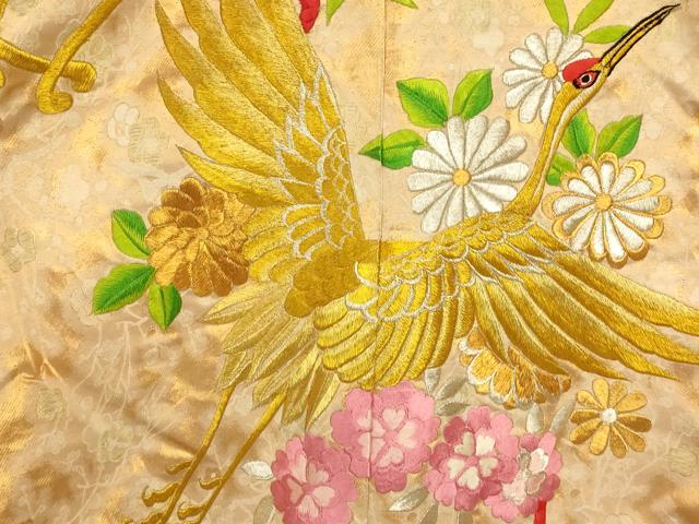 平和屋本店●色打掛　和装　婚礼　結婚式　花嫁　神社挙式　総刺繍　飛鶴枝花文　金銀糸　逸品　AABJ2793fw
