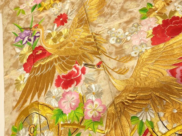 平和屋本店●色打掛　和装　婚礼　結婚式　花嫁　神社挙式　総刺繍　飛鶴枝花文　金銀糸　逸品　AABJ2793fw
