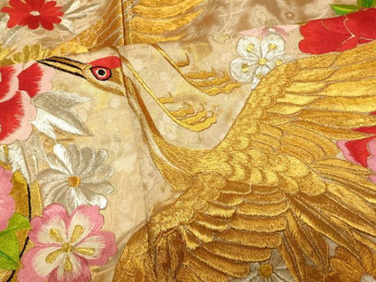 平和屋本店●色打掛　和装　婚礼　結婚式　花嫁　神社挙式　総刺繍　飛鶴枝花文　金銀糸　逸品　AABJ2793fw