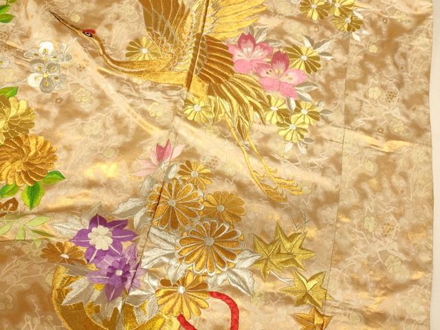 平和屋本店●色打掛　和装　婚礼　結婚式　花嫁　神社挙式　総刺繍　飛鶴枝花文　金銀糸　逸品　AABJ2793fw