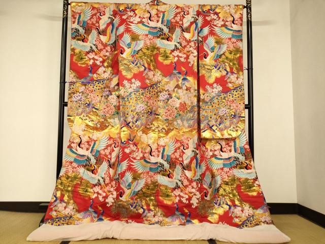 平和屋本店●色打掛　和装　婚礼　結婚式　花嫁　神社挙式　作家物　唐織　四季華鳥図　孔雀　金糸　逸品　AABJ2795fw