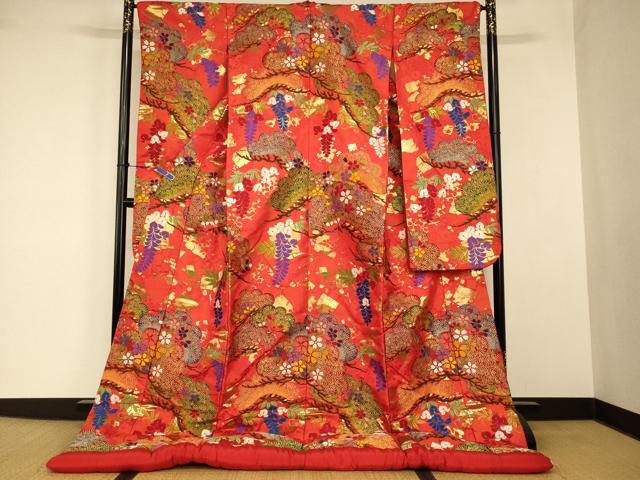 平和屋本店●色打掛　和装　婚礼　結婚式　花嫁　神社挙式　唐織　枝花松文　金糸　逸品　AABJ2797fw