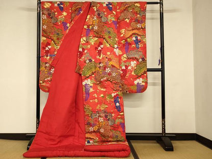 平和屋本店●色打掛　和装　婚礼　結婚式　花嫁　神社挙式　唐織　枝花松文　金糸　逸品　AABJ2797fw