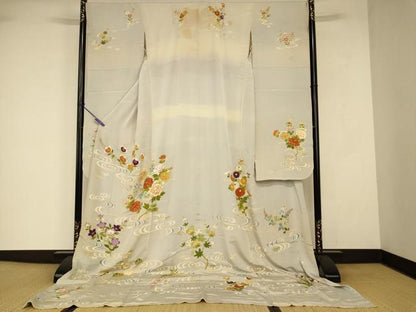 平和屋本店●お引きずり・お引き摺り・引き振袖 和装 結婚式 舞妓 芸妓 芸者 衣装 駒刺繍 草花光琳水文 金糸 金彩 逸品 AABJ2804fw