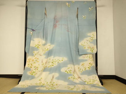 平和屋本店●夏物 お引きずり・お引き摺り・引き振袖 和装 結婚式 舞妓 芸妓 芸者 衣装 手描き 草花雲取り文 絽 暈し染め 逸品 AABJ2806fw