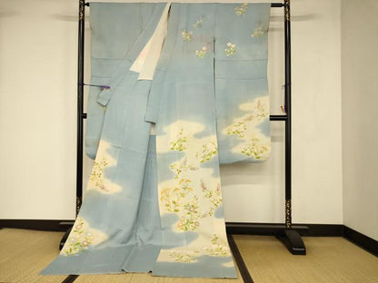 平和屋本店●夏物 お引きずり・お引き摺り・引き振袖 和装 結婚式 舞妓 芸妓 芸者 衣装 手描き 草花雲取り文 絽 暈し染め 逸品 AABJ2806fw