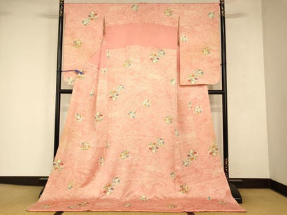 平和屋本店●お引きずり・お引き摺り・引き小紋　和装　結婚式　舞妓　芸妓　芸者　衣装　草花丸文　逸品　AABJ2809fw
