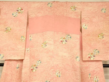 平和屋本店●お引きずり・お引き摺り・引き小紋　和装　結婚式　舞妓　芸妓　芸者　衣装　草花丸文　逸品　AABJ2809fw