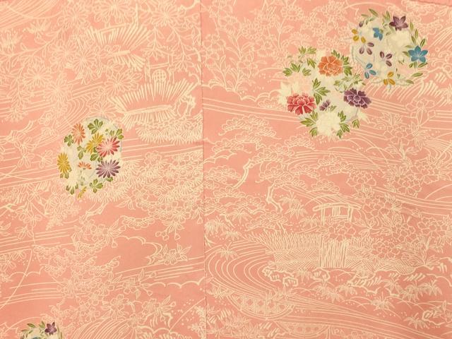 平和屋本店●お引きずり・お引き摺り・引き小紋　和装　結婚式　舞妓　芸妓　芸者　衣装　草花丸文　逸品　AABJ2809fw