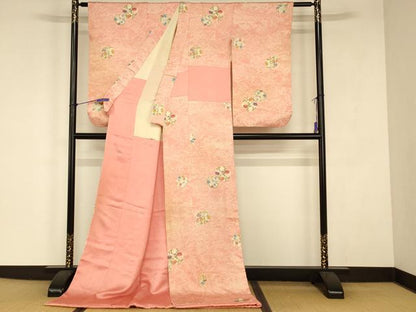 平和屋本店●お引きずり・お引き摺り・引き小紋　和装　結婚式　舞妓　芸妓　芸者　衣装　草花丸文　逸品　AABJ2809fw