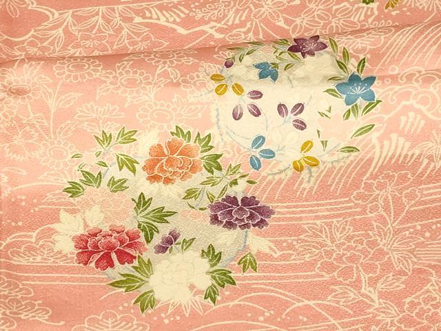 平和屋本店●お引きずり・お引き摺り・引き小紋　和装　結婚式　舞妓　芸妓　芸者　衣装　草花丸文　逸品　AABJ2809fw