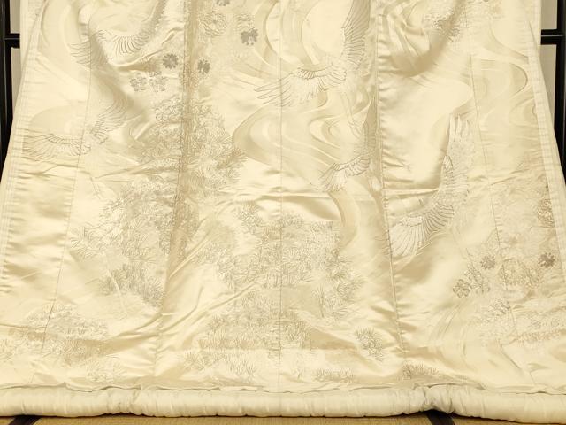 平和屋本店●白打掛　白無垢　和装　婚礼　結婚式　花嫁　神社挙式　駒刺繍　飛鶴舞花松文　逸品　AABJ2813fw