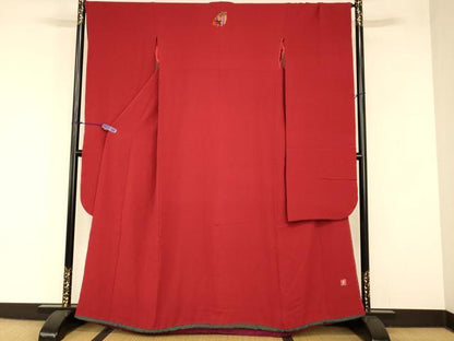 平和屋本店●ファッションデザイナー 花井幸子　振袖　朱・緋色　正絹　逸品　AABJ2814fw