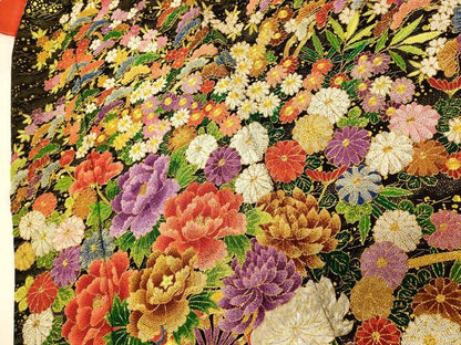 平和屋本店●中国三大刺繍 相良刺繍 色打掛 和装 婚礼 結婚式 花嫁 神社挙式 駒刺繍 花車松竹梅文 金彩 金通し地 逸品 AABJ2829fw