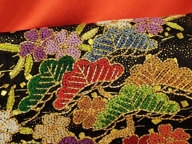 平和屋本店●中国三大刺繍 相良刺繍 色打掛 和装 婚礼 結婚式 花嫁 神社挙式 駒刺繍 花車松竹梅文 金彩 金通し地 逸品 AABJ2829fw