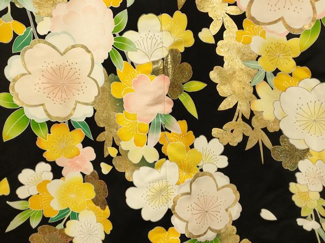 平和屋本店●色打掛　和装　婚礼　結婚式　花嫁　神社挙式　枝垂れ桜流水文　黒地　金銀彩　逸品　AABJ2836fw