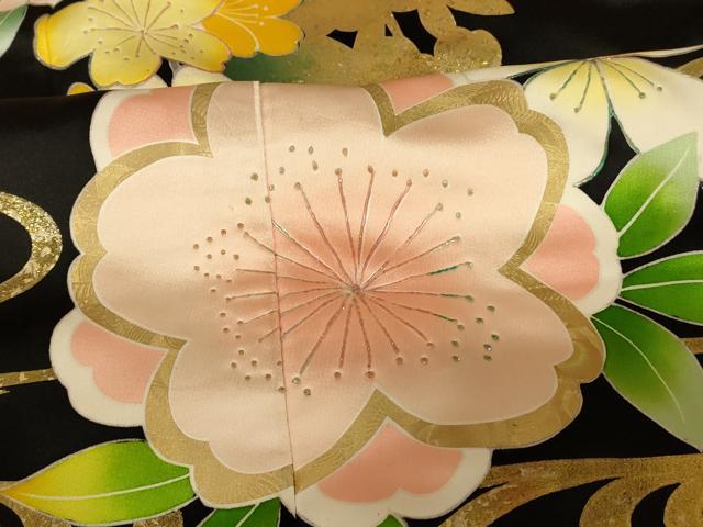 平和屋本店●色打掛　和装　婚礼　結婚式　花嫁　神社挙式　枝垂れ桜流水文　黒地　金銀彩　逸品　AABJ2836fw