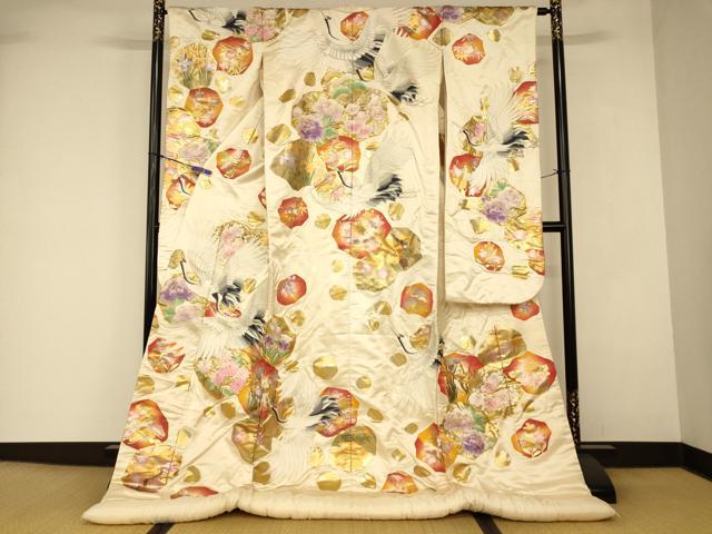 平和屋本店●色打掛　和装　婚礼　結婚式　花嫁　神社挙式　駒刺繍　飛鶴松竹梅文　金銀糸　金銀彩　逸品　AABJ2841fw