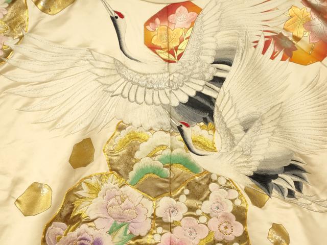 平和屋本店●色打掛　和装　婚礼　結婚式　花嫁　神社挙式　駒刺繍　飛鶴松竹梅文　金銀糸　金銀彩　逸品　AABJ2841fw