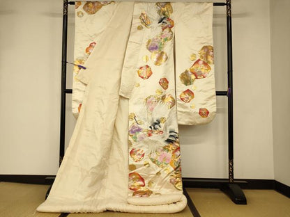 平和屋本店●色打掛　和装　婚礼　結婚式　花嫁　神社挙式　駒刺繍　飛鶴松竹梅文　金銀糸　金銀彩　逸品　AABJ2841fw
