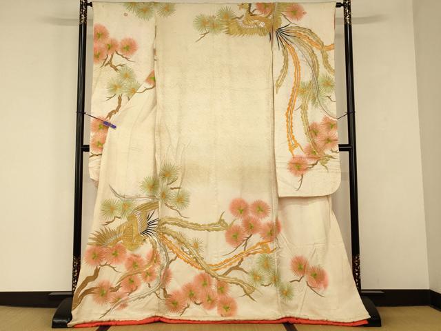 平和屋本店●お引きずり・お引き摺り・引き振袖　和装　結婚式　舞妓　芸妓　芸者　衣装　鳳凰枝松文　暈し染め　金銀糸　逸品　AABJ2842fw