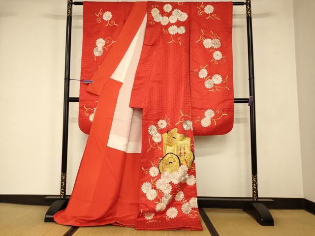 平和屋本店●お引きずり・お引き摺り・引き振袖　和装　結婚式　舞妓　芸妓　芸者　衣装　総刺繍　御所車草花文　金銀糸　逸品　AABJ2844fw