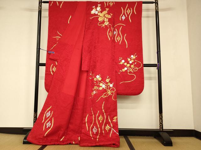 平和屋本店●お引きずり・お引き摺り・引き振袖　和装　結婚式　舞妓　芸妓　芸者　衣装　駒刺繍　立涌草花文　金銀彩　逸品　AABJ2846fw