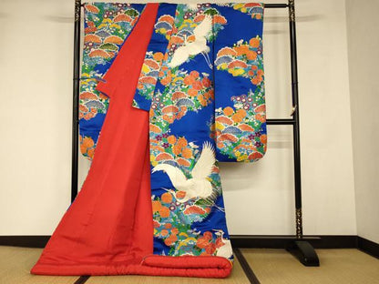 平和屋本店●色打掛　和装　婚礼　結婚式　花嫁　神社挙式　唐織　飛鶴草花文　金銀糸　逸品　AABJ2847fw
