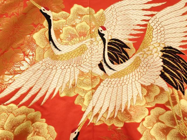 平和屋本店●西陣　色打掛　和装　婚礼　結婚式　花嫁　神社挙式　唐織　大牡丹幸鶴　純本金箔　金糸　逸品　AABJ2848fw