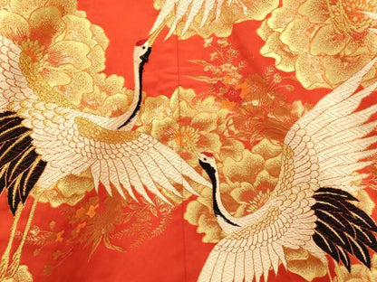 平和屋本店●西陣　色打掛　和装　婚礼　結婚式　花嫁　神社挙式　唐織　大牡丹幸鶴　純本金箔　金糸　逸品　AABJ2848fw