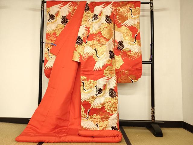 平和屋本店●西陣　色打掛　和装　婚礼　結婚式　花嫁　神社挙式　唐織　大牡丹幸鶴　純本金箔　金糸　逸品　AABJ2848fw